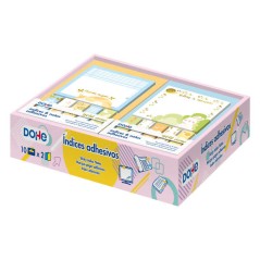 ✅ Dohe Boîte Présentoir de 20 Notes Autocollantes et Index - 70x70mm et 12x45mm - Motifs Estampillés Or coule en stock