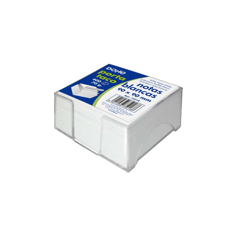 Dohe Support de Bureau avec Bloc-Notes - 90x90mm - Papier Blanc 70g - En Plastique Injecté Transparent