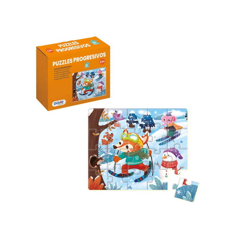 Dohe Puzzle éducatif pour enfants - 20 pièces - Double couche de carton et contreplaqué - Stimule l'imagination et le