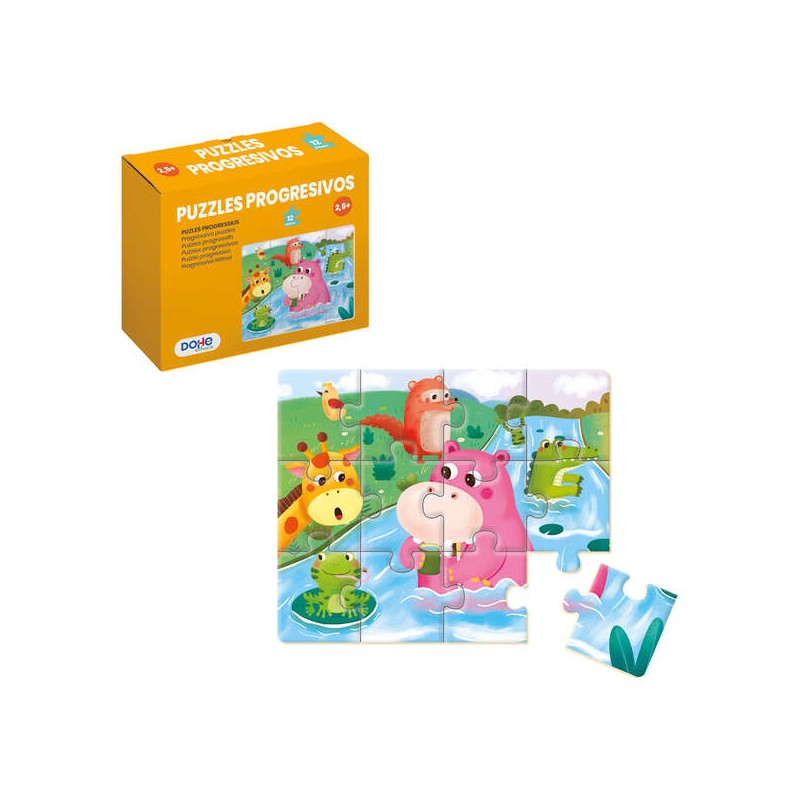 Dohe Puzzle éducatif pour enfants - 12 pièces - Double couche de carton et contreplaqué - Stimule l'imagination et le