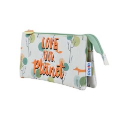 ✅ Trousse Dohe Triple Compartiment - En Polyester Souple et Résistant - Double Fermeture Éclair - Idéale pour en stock