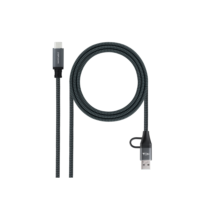 Câble USB 3.2 Gen2x2 USB-C + USB-A vers USB-C 1 m gris Câble USB 3.2 Gen2x2 USB-C + USB-A vers USB-C 1 m gris