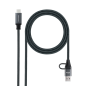 Câble USB 3.2 Gen2x2 USB-C + USB-A vers USB-C 1 m gris