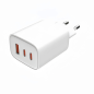 Chargeur universel Leotec 65 W GAN - Ultra fin - 2 ports USB-C PD + 1 port USB-A - Blanc