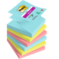 Post-It Super Sticky Pack de 6 blocs de 90 notes autocollantes repositionnables - Forme carrée - 76 x 76 mm - Zig-Zag