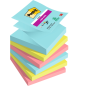 Post-It Super Sticky Pack de 6 blocs de 90 notes autocollantes repositionnables - Forme carrée - 76 x 76 mm - Zig-Zag