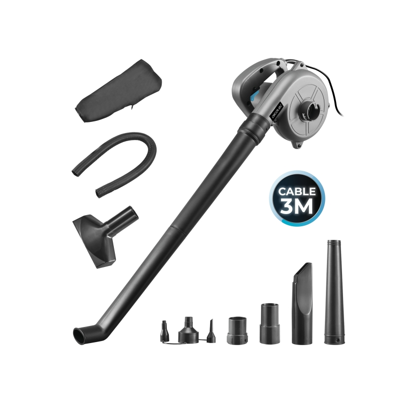 Souffleur/aspirateur de feuilles Cecotec AirForce 720 - 700 W - Câble de 3 m - Accessoires inclus - Multifonctionnel - Vitesse
