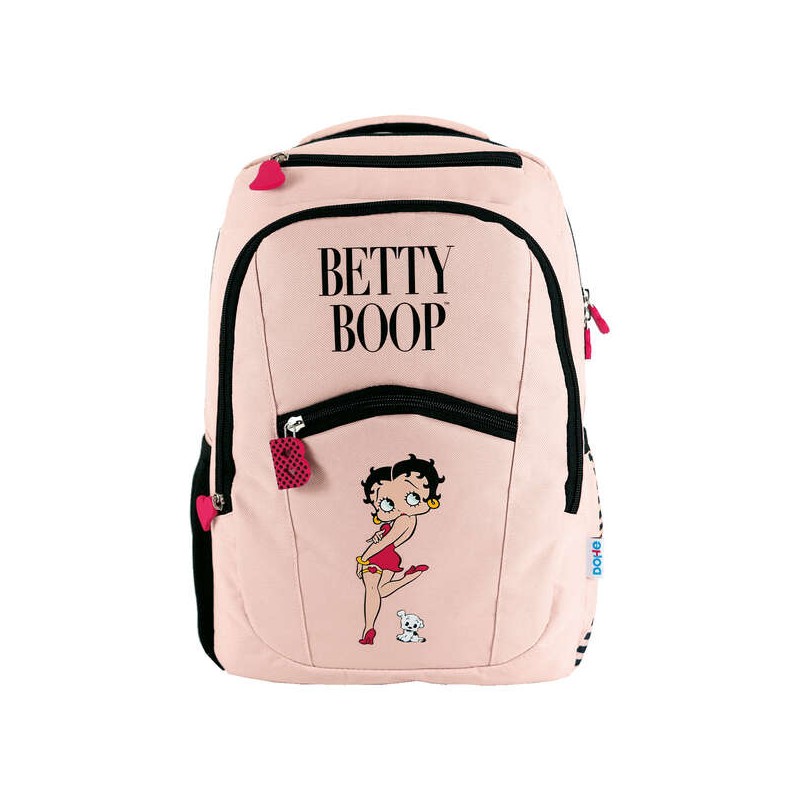 Dohe Grand sac à dos Betty Boop - Fabriqué en polyester - Compartiment rembourré pour ordinateur portable - Poches avant et