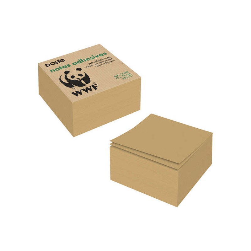 Dohe Cubes Notes Repositionnables en Papier Kraft 75gr - Adhésif Puissant - Idéal pour les Rappels