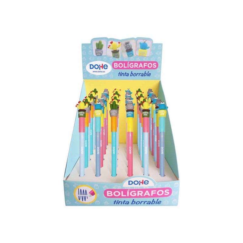 Stylos effaçables Cactus encre bleue Dohe assortis x36 Stylos effaçables Cactus encre bleue Dohe assortis x36