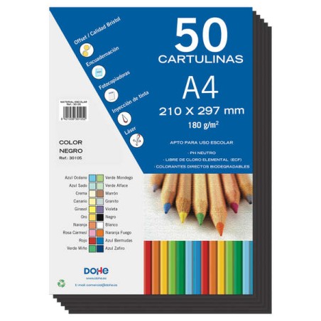 ✅ Cartons colorés Dohe 180 G/M2 - Format A4 - PH Neutre - Sans chlore élémentaire - Colorants biodégradables en stock