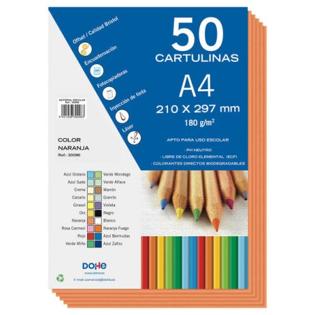 ✅ Cartons colorés Dohe 180 G/M2 - Format A4 - PH Neutre - Sans chlore élémentaire - Colorants biodégradables en stock