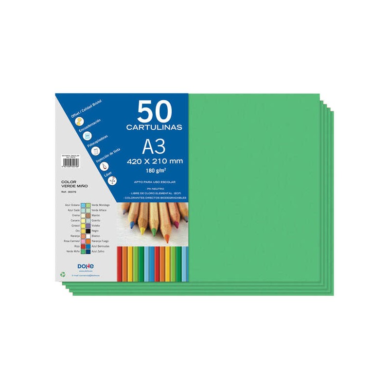 Carton Dohe A3 - 50 feuilles - Poids 180g - Couleur Vert