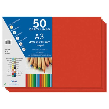 ✅ Dohe Papier cartonné A3 – 50 feuilles – Poids 180 g – Couleur rouge couleur rouge en stock