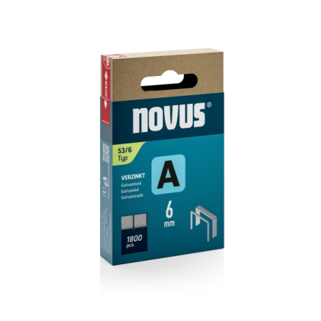Boîte de 1800 agrafes galvanisées Novus A type 53 - 53/6 - Goupille de 6 mm
