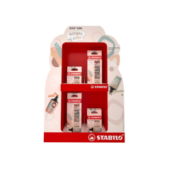 Présentoir Stabilo Boss Mini Naturevibes avec 8 paquets de 6 marqueurs fluorescents + 8 paquets de 3 marqueurs fluorescents - Tr