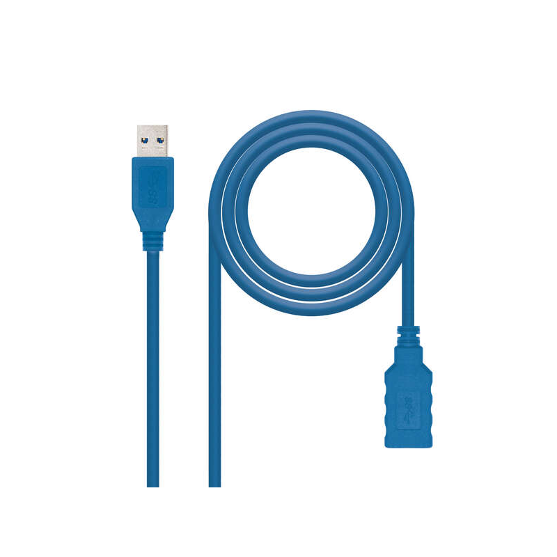 Câble Nanocable USB-A 3.0 Mâle vers USB-A Femelle 1m - Couleur Bleu