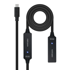 Câble d'extension Nanocable USB-C 3.2 mâle vers USB-C 3.2 femelle - 10 mètres - Amplificateur - Noir