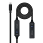 Câble d'extension Nanocable USB-C 3.2 mâle vers USB-C 3.2 femelle - 10 mètres - Amplificateur - Noir