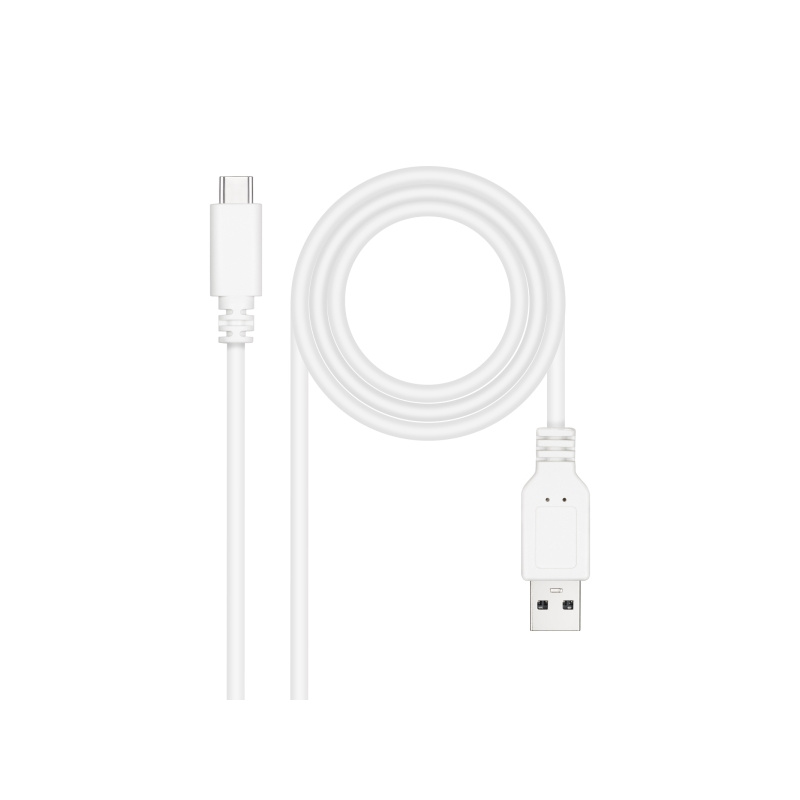 Câble Nanocable 2.0 3A USB-C Mâle vers USB-A Mâle - Longueur 2m - Couleur Blanc