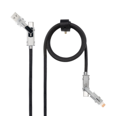 Câble Nanocable 4-en-1 USB-C - Puissance jusqu'à 27 W - Longueur 2 m - Adaptateurs USB-A et Lightning intégrés - Indicateur LED