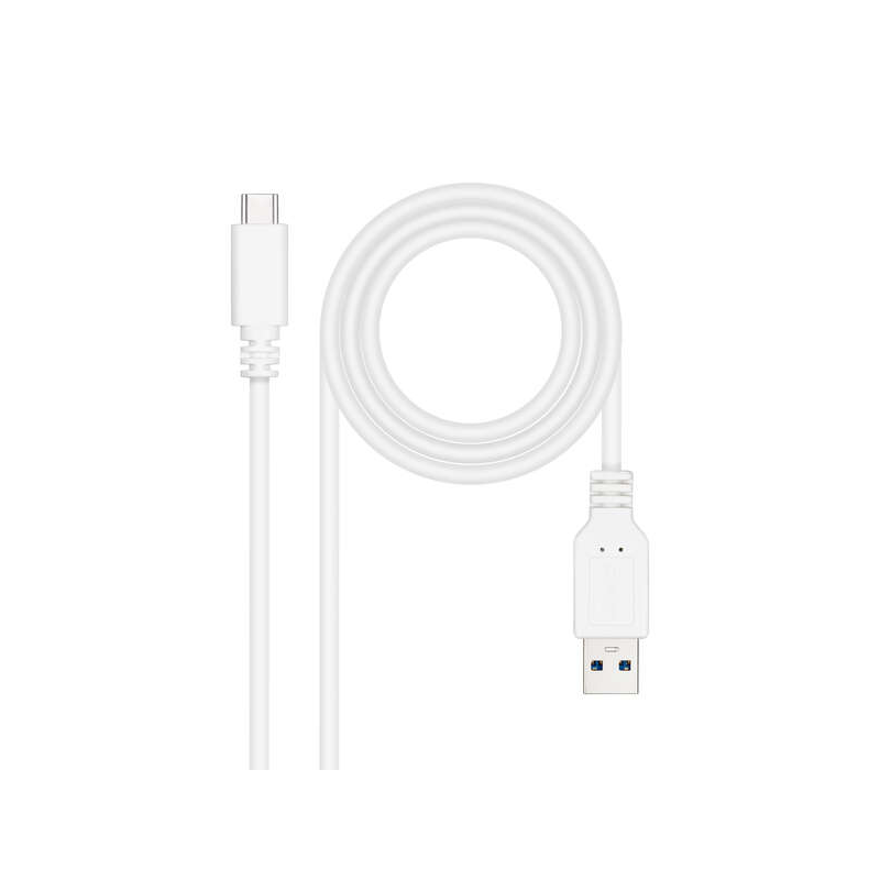 Câble Nanocable USB 3.1 Gen2 10Gbps 3A USB-C/MA/M - 1,0m - Blanc