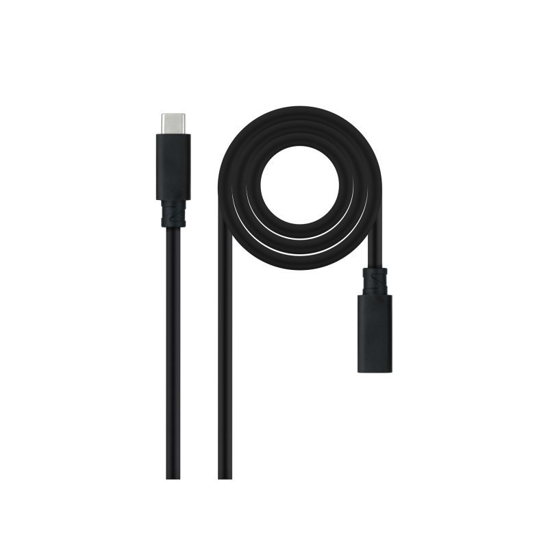 Câble d'extension Nanocable USB-C 3.2 mâle vers USB-C 3.2 femelle - Gen2x2 20 Gbit/s - 100 W 5 A - 4K 60 Hz - 2 mètres - Noir