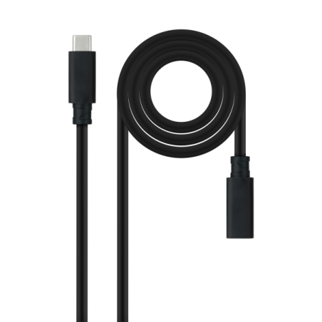 Câble d'extension Nanocable USB-C 3.2 mâle vers USB-C 3.2 femelle - Gen2x2 20 Gbit/s - 100 W 5 A - 4K 60 Hz - 2 mètres - Noir