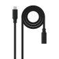Câble d'extension Nanocable USB-C 3.2 mâle vers USB-C 3.2 femelle - Gen2x2 20 Gbit/s - 100 W 5 A - 4K 60 Hz - 2 mètres - Noir