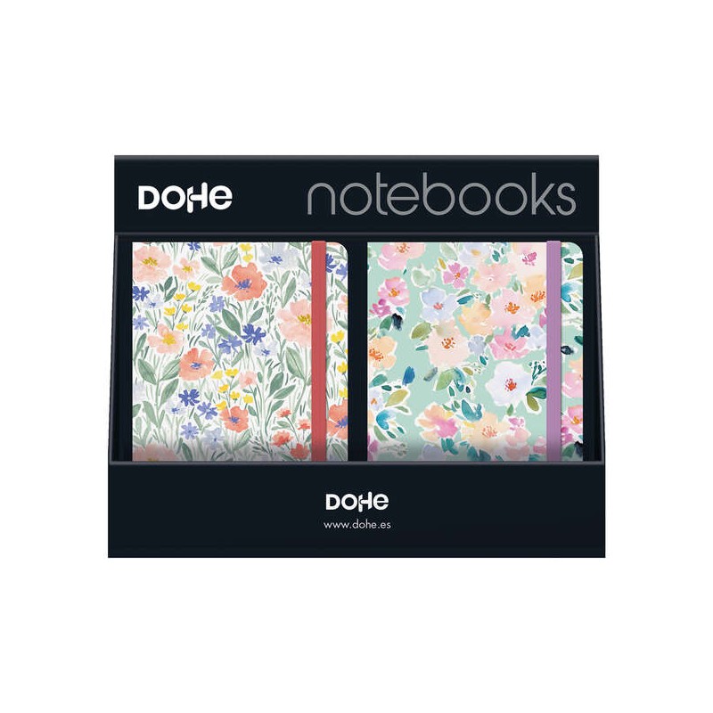 Présentoir Dohe avec 12 cahiers au format A5 - 12x17 cm - Comprend 3 cahiers Tournesol, Chaton, Été et Jardin - Idéal pour
