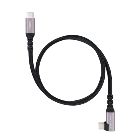 Câble Nanocable USB-C mâle coudé à 90° - Puissance maximale de 100 W - Longueur : 1 m - Vitesse de transfert jusqu'à 10 Gbit/s -