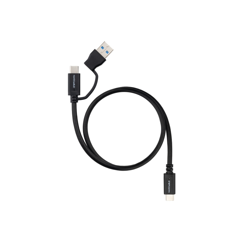 Câble Nanocable USB-C mâle - Puissance admissible jusqu'à 60 W - Longueur : 3 m - Vitesse de transfert jusqu'à 10 Gbit/s - Résol