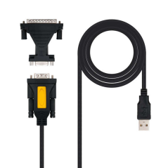Imprimantes nanocâbles avec convertisseur USB vers série - Type A/M-RS232 DB9/M DB25/M - 1,8 m - Couleur Noir