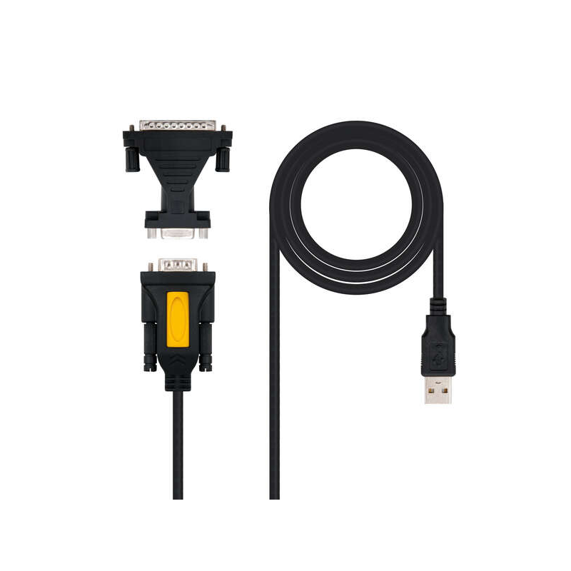 Imprimantes nanocâbles avec convertisseur USB vers série - Type A/M-RS232 DB9/M DB25/M - 1,8 m - Couleur Noir