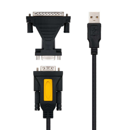 Imprimantes nanocâbles avec convertisseur USB vers série - Type A/M-RS232 DB9/M DB25/M - 1,8 m - Couleur Noir