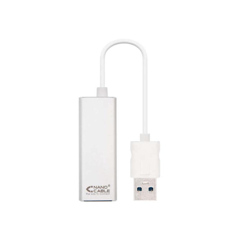 Convertisseur Nanocable USB 3.0 vers Gigabit Ethernet 10/100/1000 Mbps - 15cm - Couleur Aluminium