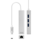Convertisseur Nanocable USB-C vers Gigabit Ethernet + 3xUSB 3.0 - Aluminium - 15 cm - Couleur Argent