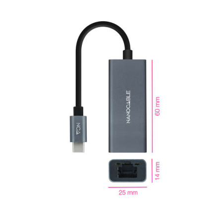 Adaptateur réseau Nanocable USB-C vers Gigabit Ethernet 10/100/1000 Mbps