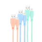 Nanocable Pack de 3 Câbles USB-A Mâle vers Lightning Mâle Blindés - Longueur 1m - Couleurs Pastel Rose, Vert et Bleu