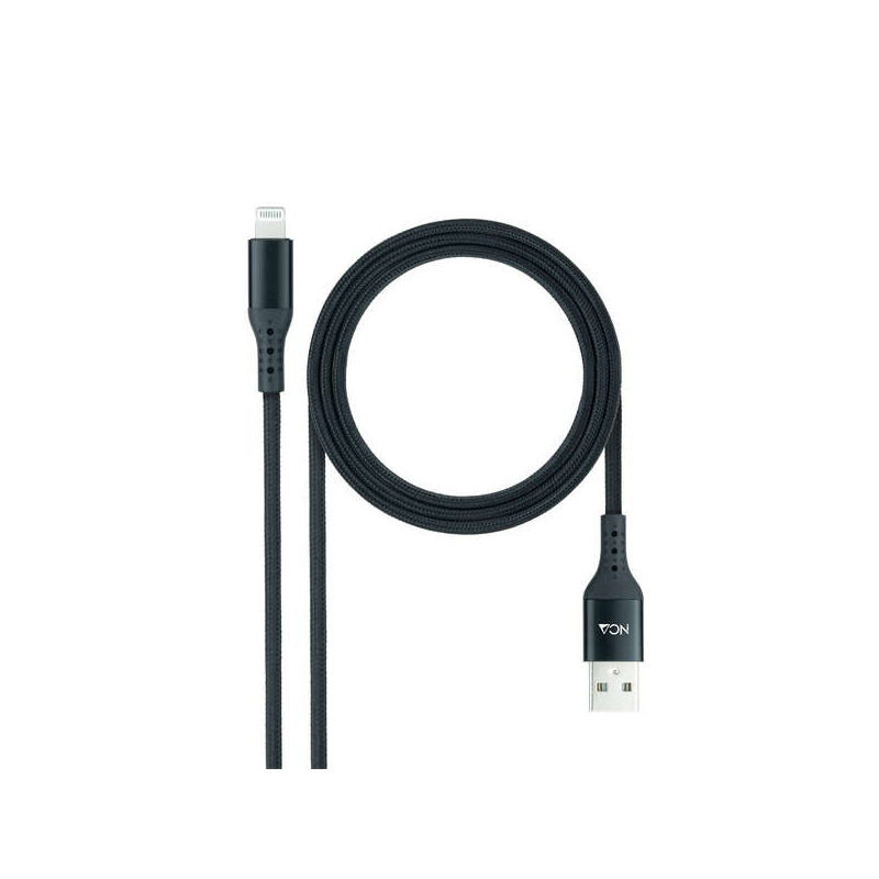 Câble Nanocable Lightning vers USB A/M - Blindé - 1m - Couleur Noir