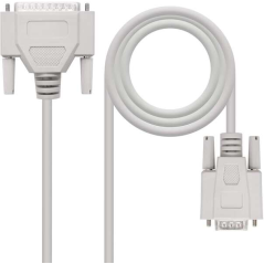 Nanocable Câble Modem Série DB9 Femelle vers DB25 Mâle 1.80m - Couleur Beige