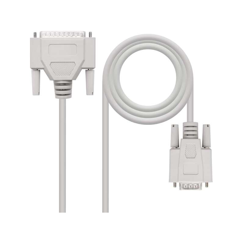 Nanocable Câble Modem Série DB9 Femelle vers DB25 Mâle 1.80m - Couleur Beige