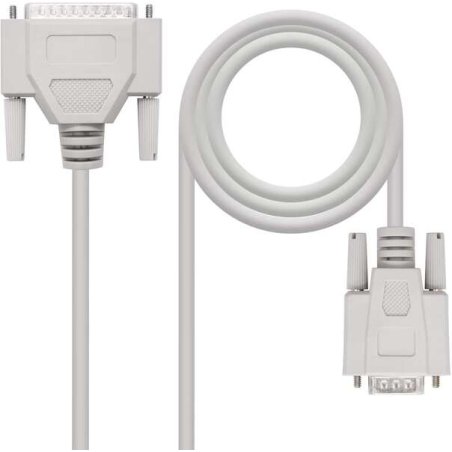 Nanocable Câble Modem Série DB9 Femelle vers DB25 Mâle 1.80m - Couleur Beige
