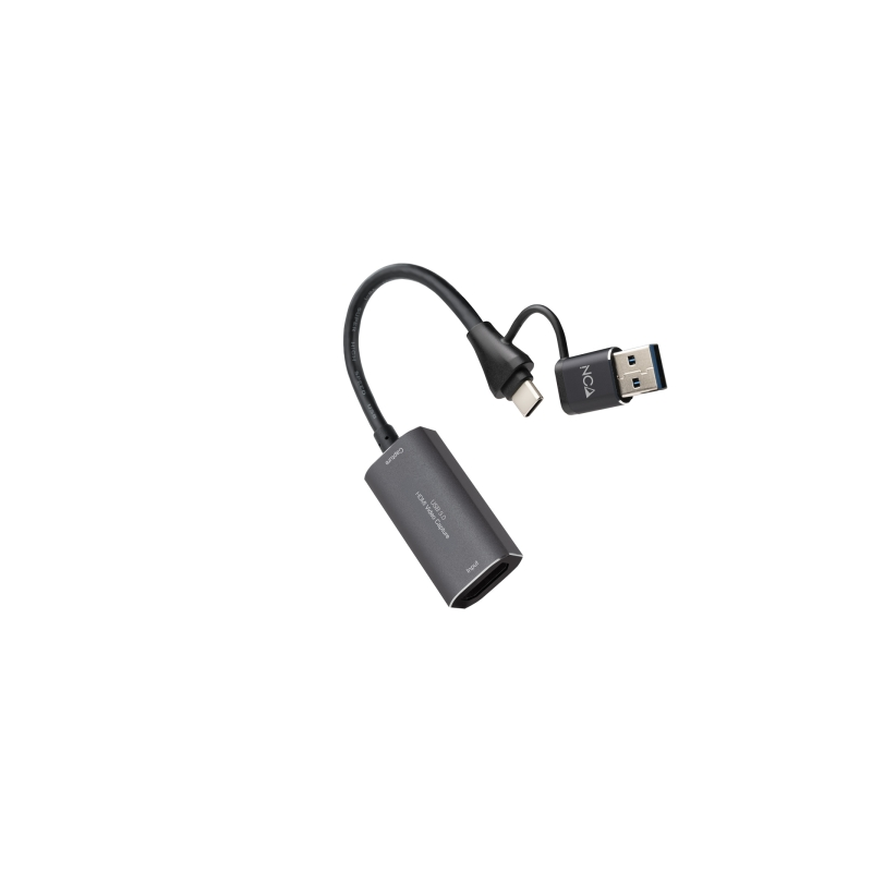 Carte d'acquisition vidéo Nanocable - HDMI 4K femelle - USB-C mâle - Adaptateur USB-A - Multi-système - Gris foncé