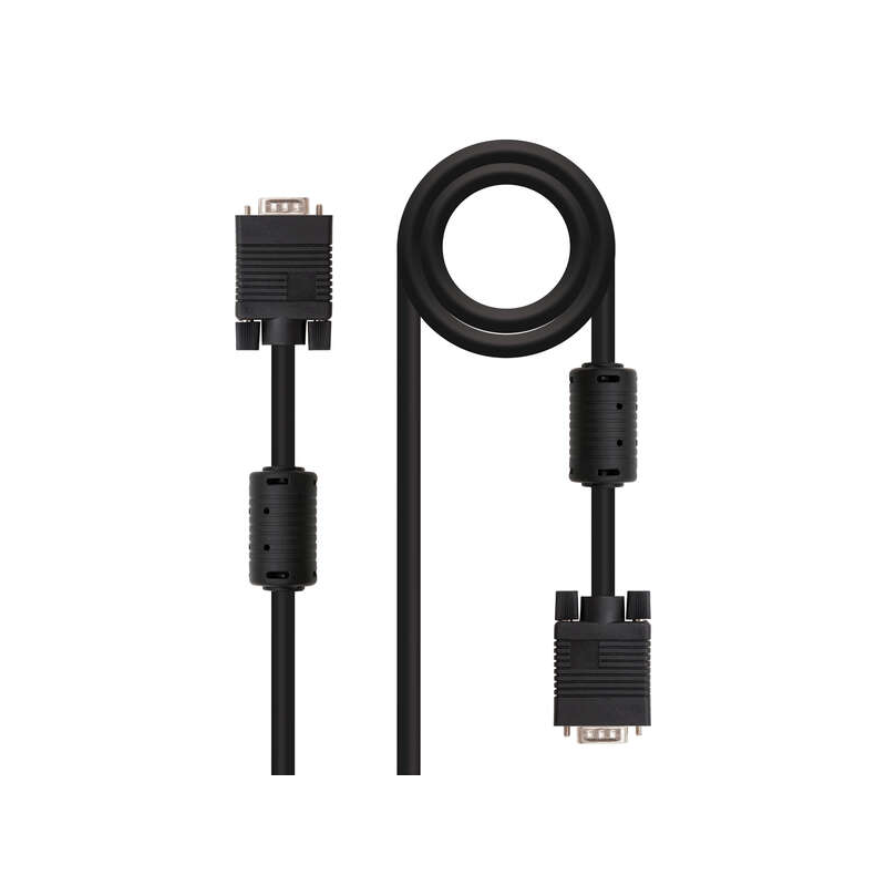 Câble Nanocable SVGA avec Ferrite HDB15 Mâle vers HDB15 Mâle 6m - Couleur Noir