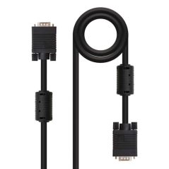 Câble Nanocable SVGA avec Ferrite HDB15 Mâle vers HDB15 Mâle 10m - Couleur Noire