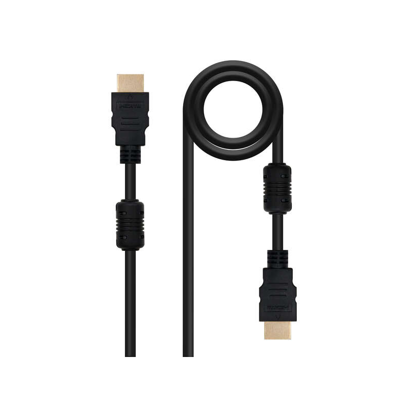 Câble Nanocable HDMI v1.4 avec Ferrite Mâle vers HDMI v1.4 avec Ferrite Mâle 5m - Haut Débit - Couleur Noir