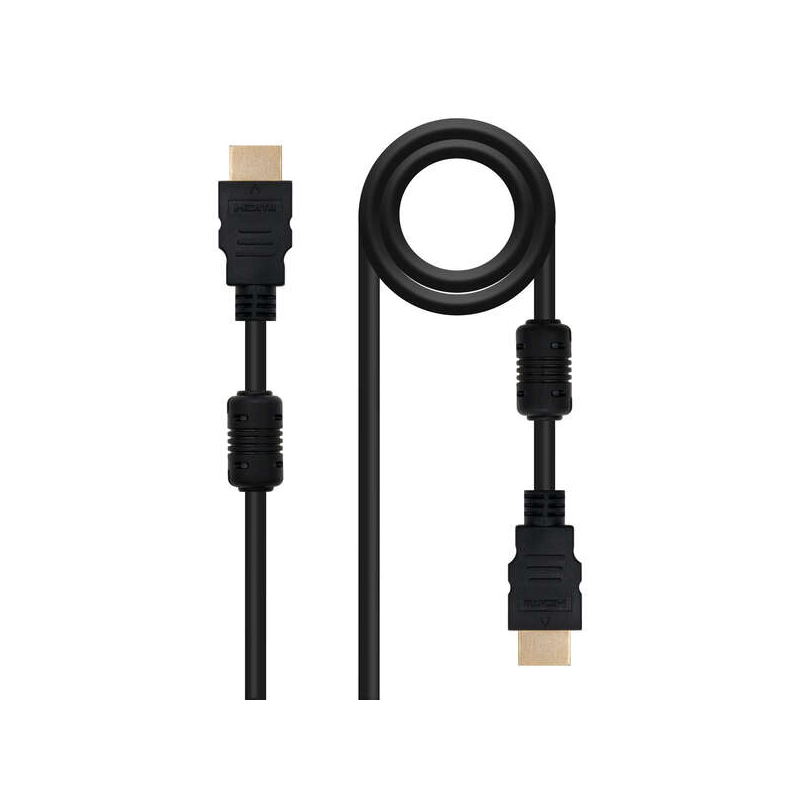 Câble Nanocable HDMI v1.4 avec Ferrite Mâle vers HDMI v1.4 avec Ferrite Mâle 10m - Haute Vitesse - Couleur Noir