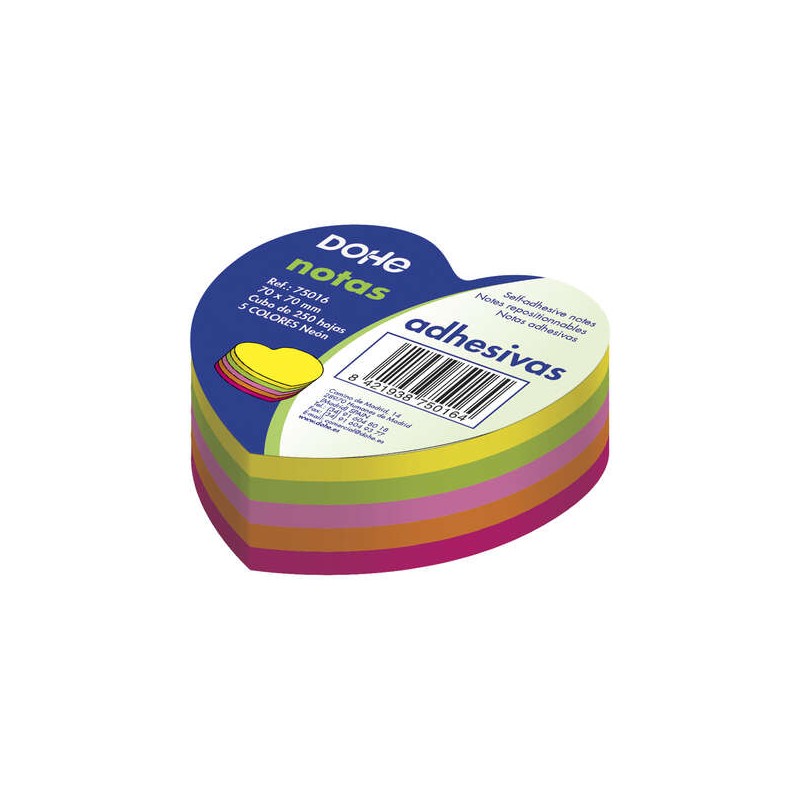 LOT de 12 Cubes de notes repositionnables Dohe Neon - 75 mm - Cube de 250 feuilles - Papier 75gr - Idéal pour le bureau et
