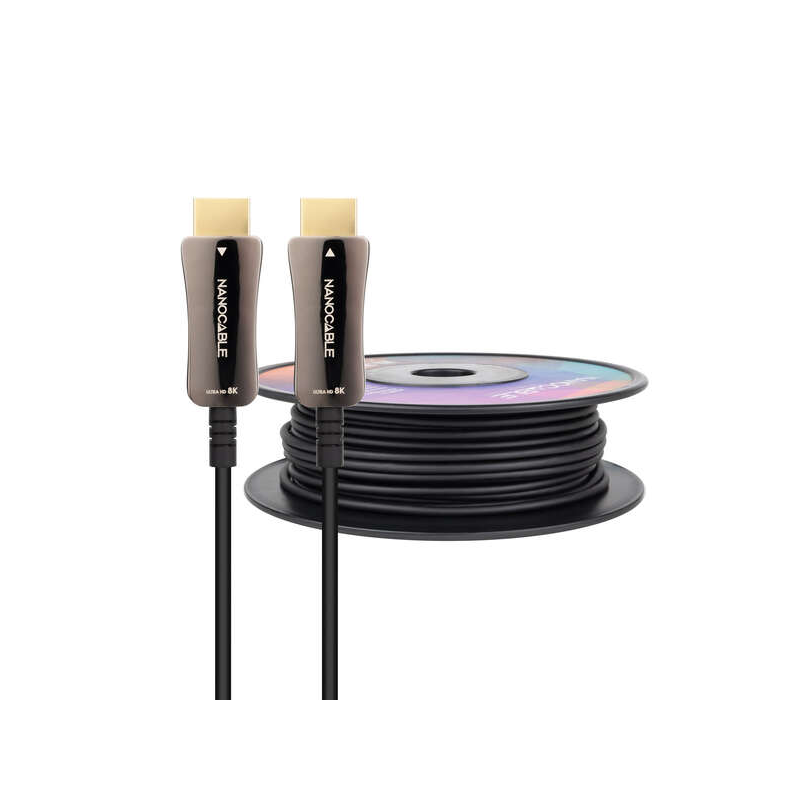 Câble Nanocable HDMI v2.1 Mâle vers HDMI v2.1 Mâle 80m - 8K@60Hz 4K@120Hz 48Gbps - Couleur Noir